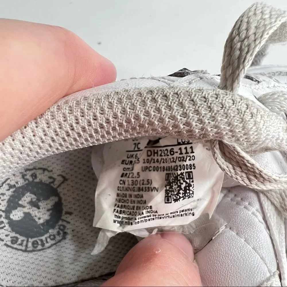 Nike Air Force 1 white Leather lace up sneakers. Size 7C